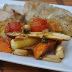 Baked Fall Veggies with Oven Dried Tomatoes