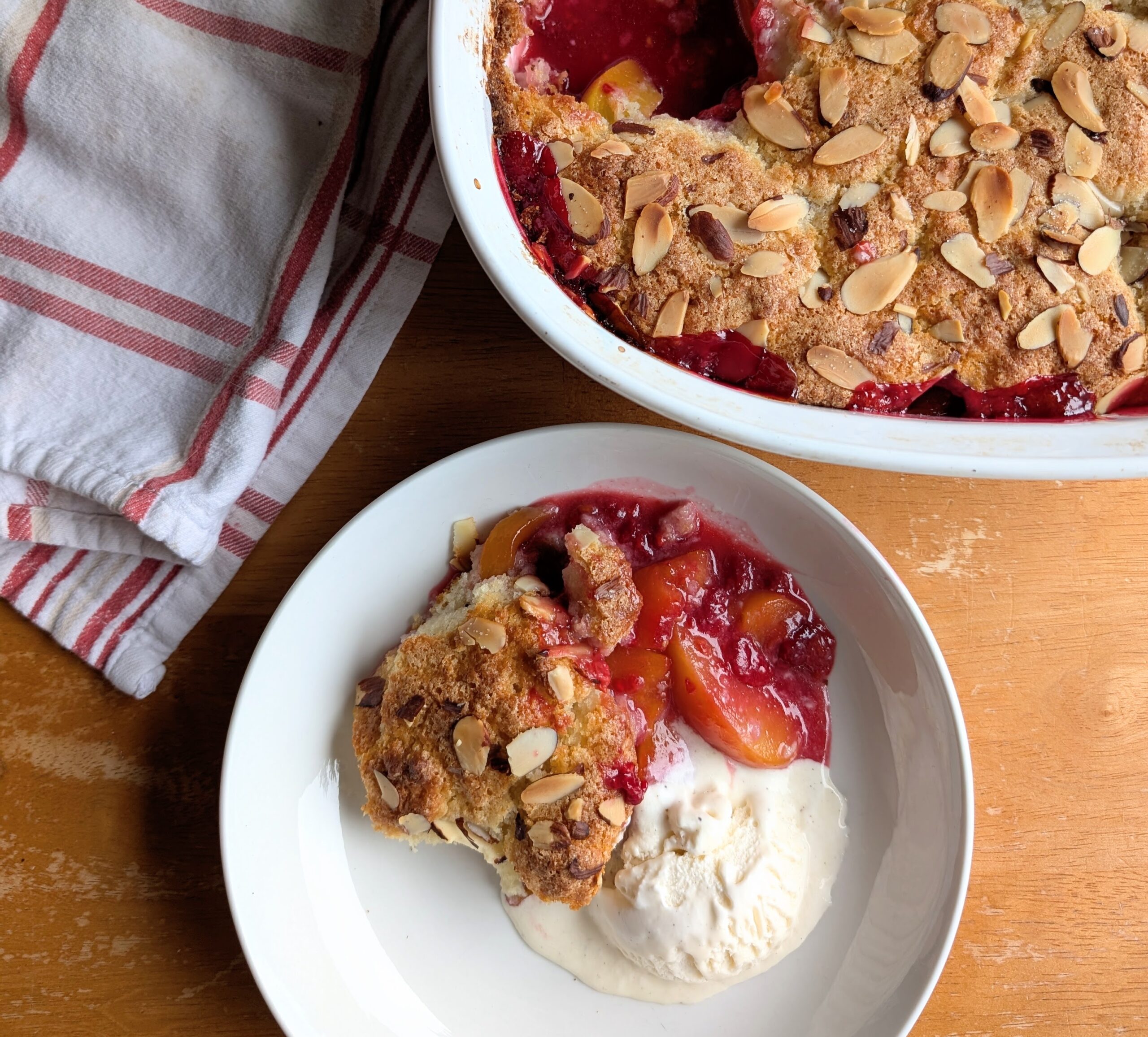 Peach Melba Cobbler