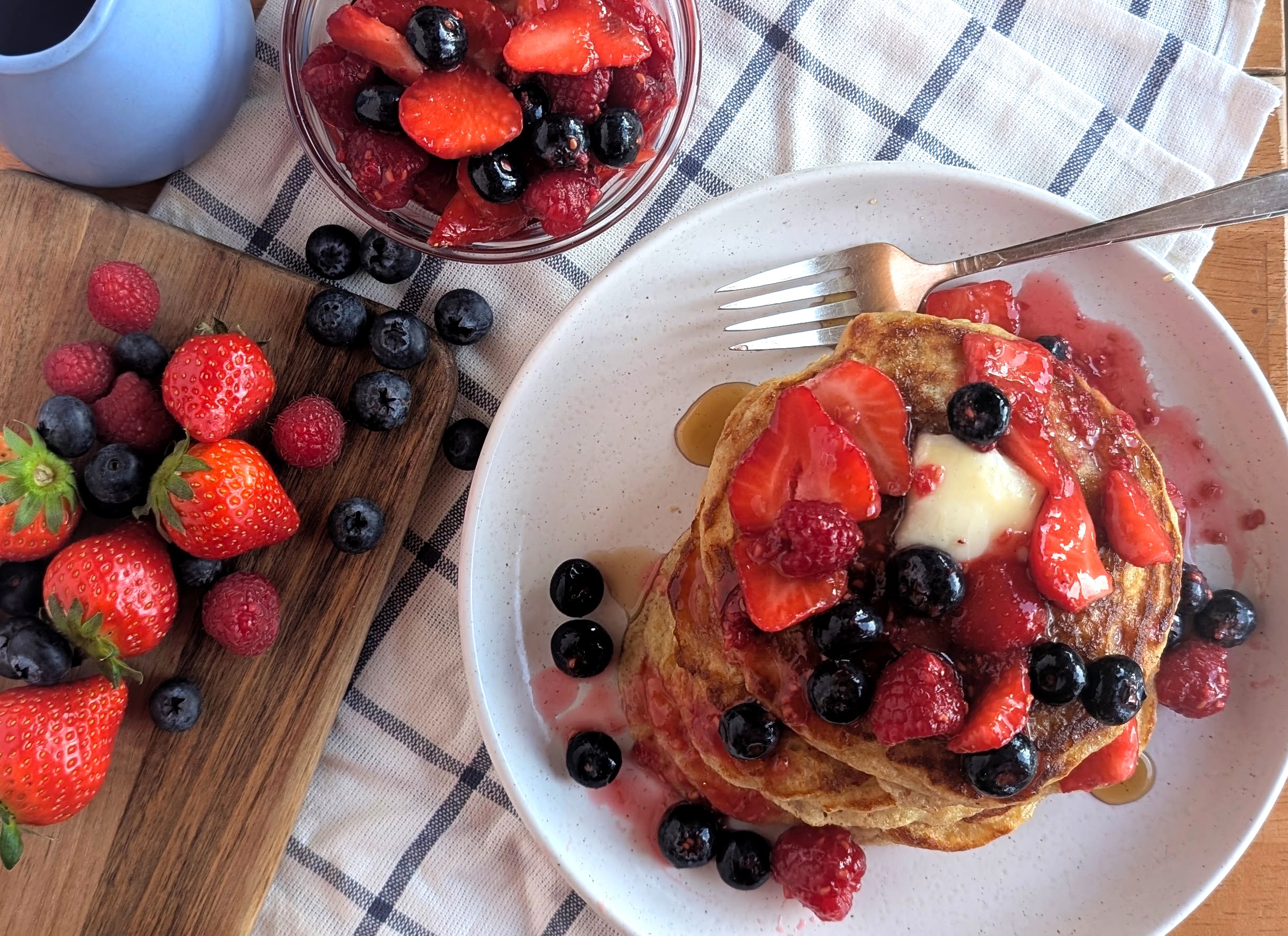 Kefir Pancakes with Fresh Summer Berries