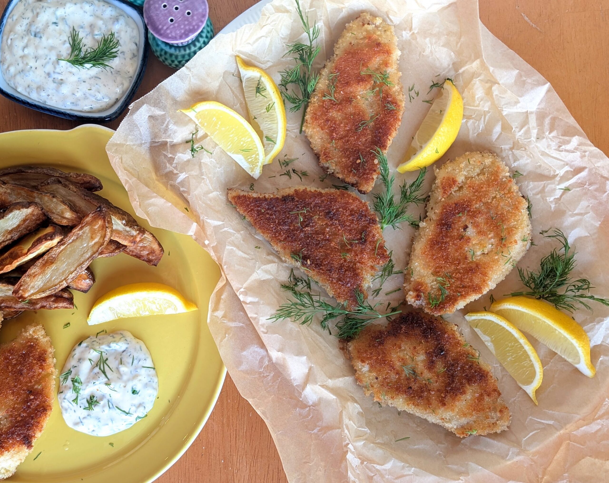 Crispy Breaded Rockfish with Lemon-Dill Tartar Sauce